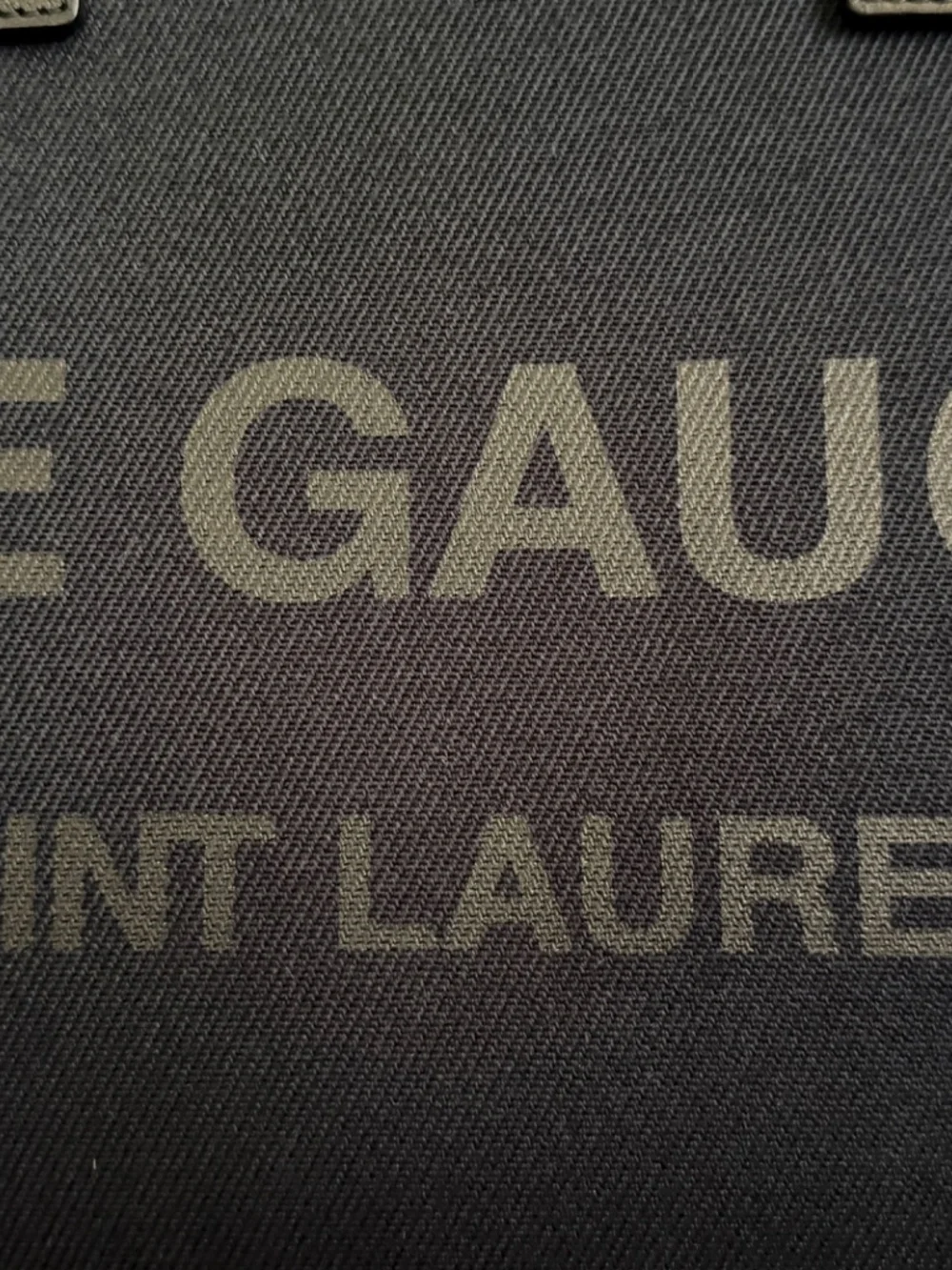 Saint Laurent YSL Rive Gauche Navy Black Canvas Logo Leather Tote Bag